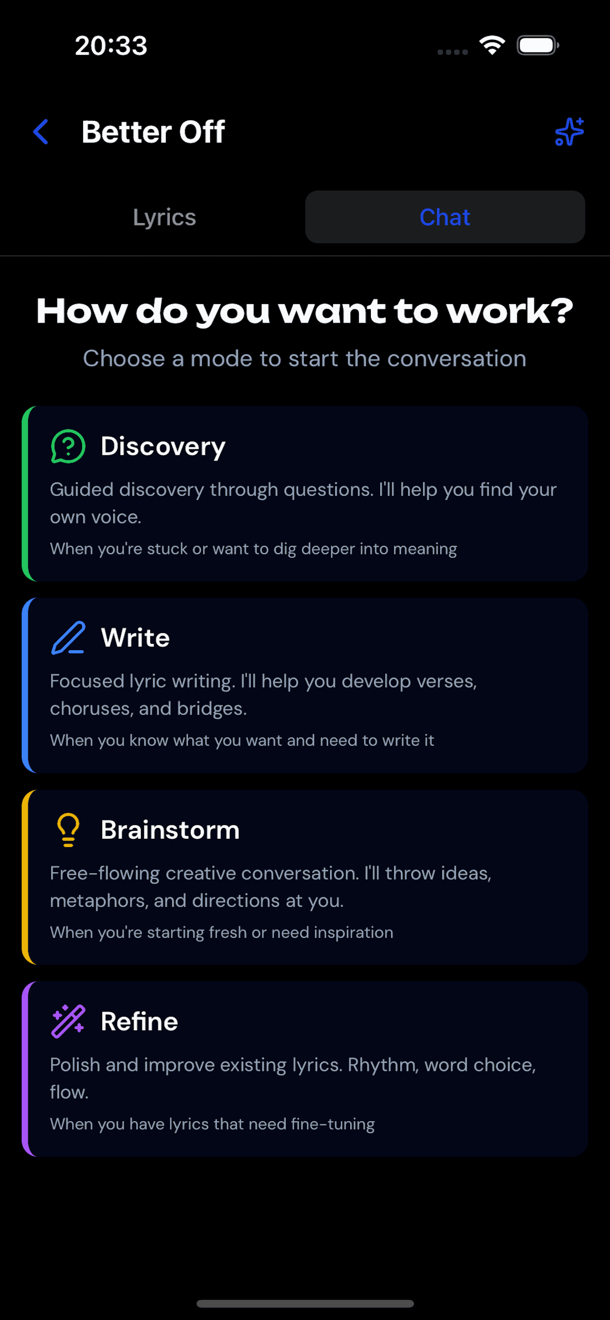 Rhymes suggestions screenshot in the verselab app
