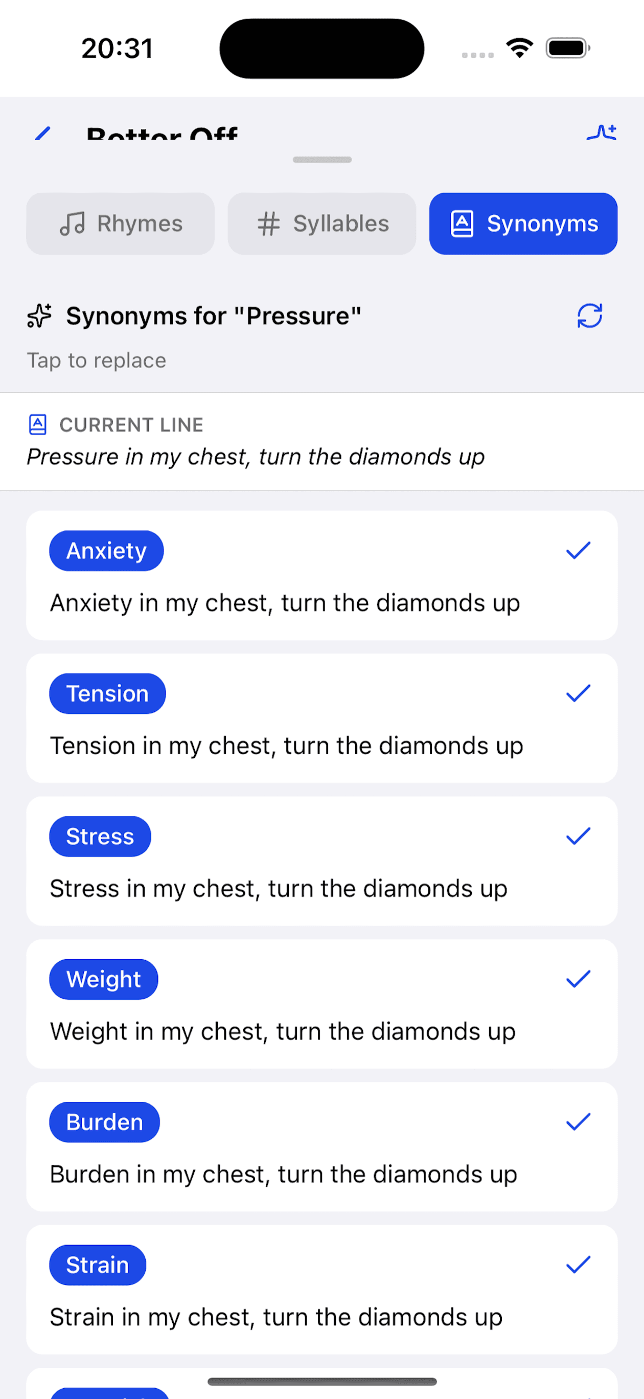 AI chat screenshot in the verselab app